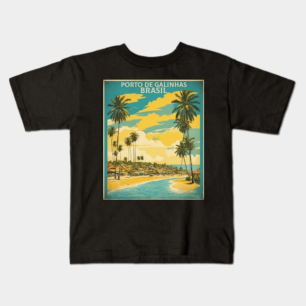 Porto de Galinhas Pernambuco Brazil Vintage Tourism Travel Poster Art Kids T-Shirt by TravelersGems